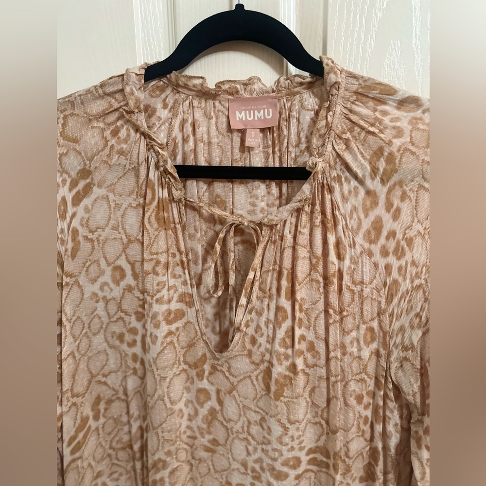 Women's‎ Show Me Your MuMu Brown Cream Print Maxi Dress. Size Small. - Picture 2 of 5